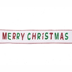Ruban d'emballage en lin imitation polyester sur le thème de noël&nbsp;SRIB-P020-01C