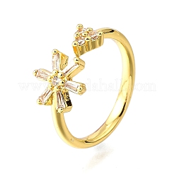 Bagues de manchette en laiton avec micro pavé de zircone cubique transparente pour femmes&nbsp;RJEW-H247-18G