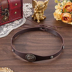 1 diadema vikinga de imitación de cuero retro medieval&nbsp;OHAR-CL0001-02A