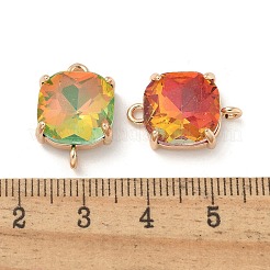 Messing Pavé facettierte Glas quadratische Verbindungsstück Charms&nbsp;KK-G517-14G