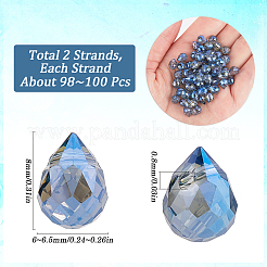 2 brin de perles de verre galvanisées transparentes.&nbsp;EGLA-SP0001-24B
