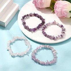 4 Set mit Stretch-Armbändern aus Edelsteinperlen.&nbsp;BJEW-JB11182