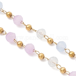 Fabrication artisanale de bracelets en acier inoxydable 304 et perles de verre rondelles facettées&nbsp;AJEW-JB01476-02
