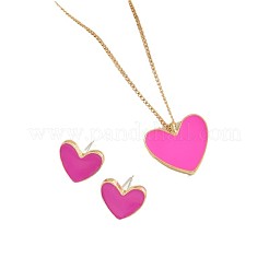 Collane con ciondolo in lega smaltata a forma di cuore e set di orecchini a bottone&nbsp;FS-WGC1033-02