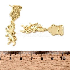 Boucles d'oreilles pendantes en laiton en forme de cheval&nbsp;EJEW-D352-03G-02