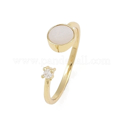 Anelli da donna aperti con micro pavé di zirconi cubici in ottone&nbsp;RJEW-K308-02A-G