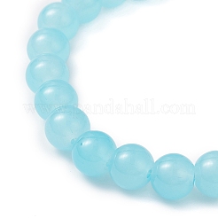 Braccialetti elastici rotondi in perle di vetro imitazione giada verniciate a spruzzo per donna&nbsp;BJEW-JB12881-01