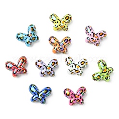Perline acriliche opache con motivo leopardato e placcatura UV&nbsp;OACR-CJZ0001-03