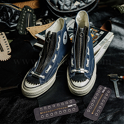 Inserciones de cremallera de bota con cordones de cuero de pu&nbsp;DIY-WH0043-51AB-01
