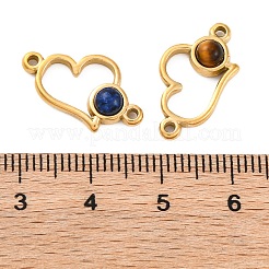 Placcatura ionica (ip) 304 acciaio inossidabile pavé pietra mista naturale connettore a forma di cuore ciondoli&nbsp;STAS-Z100-14G