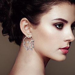 3 par de pendientes de aro con forma de serpiente de aleación de 3 colores para mujer&nbsp;EJEW-AN0001-63