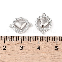 925 anello in argento sterling placcato rodio con pavé di zirconi trasparenti con maglie a cuore&nbsp;STER-O006-05P