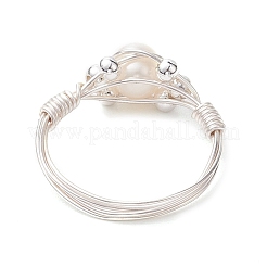 Runder Ring aus natürlicher Süßwasserzuchtperle&nbsp;RJEW-JR00708-02