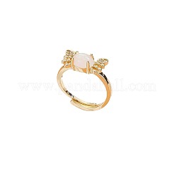 Anillos de dedo ajustables con micropavé de circonita cúbica de latón&nbsp;FS-WGE54F5-01