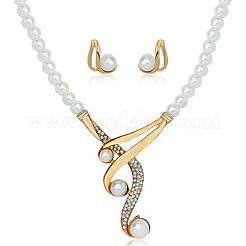 Sets aus Ohrringen und Halsketten mit Strassen aus Legierung für Damen&nbsp;FS-WGC4FAA-01