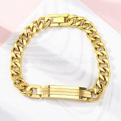 Pulseras de cadena de eslabones cubanos de acero inoxidable 304 para mujeres y hombres.&nbsp;BJEW-R018-01G