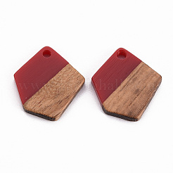 Pendentifs en résine transparente et bois de noyer&nbsp;RESI-S384-003A-A06