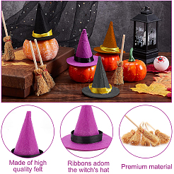 12 Stück Mini-Hexenhüte aus Polyester&nbsp;AJEW-CP0009-35A