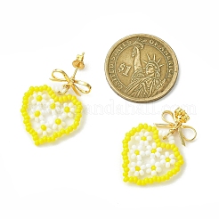 Pendientes colgantes con forma de corazón y cuentas de vidrio hechas a mano&nbsp;EJEW-MZ00369-02
