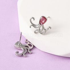 Ohrstecker mit Oktopus-Motiv aus Messing und Emaille&nbsp;EJEW-I322-01P