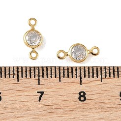 Ciondoli connettori piatti e rotondi in ottone con pavé di zirconi cubici Shegrace&nbsp;XGRQ2O341-442A-G