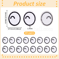 20 Paar Aufnäher zum Aufbügeln mit Cartoon-Augen aus Polyester-Stickereistoff&nbsp;PATC-BC0001-10