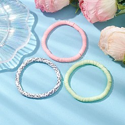 3 Stück 3 Farben Polymer Clay Scheibenperlen Stretch-Armband-Sets&nbsp;BJEW-JB10440-01