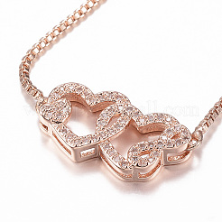 Verstellbare messing micro pave zirkonia schieberarmbänder&nbsp;BJEW-E317-24RG