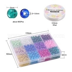 900pcs 12 Farben sprühlackierte Knisterglasperlenstränge&nbsp;CCG-YW0001-10