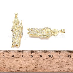 Pendentifs religieux en laiton sertis de micro-pavés de zircone cubique transparente&nbsp;KK-N287-46E-G