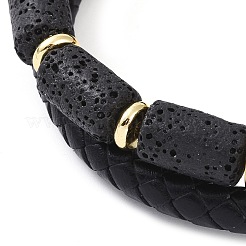 Mehrsträngige Armbänder aus natürlichen Lavasteinperlen und Lederband&nbsp;BJEW-A009-05G