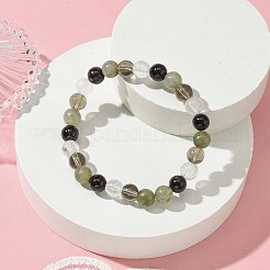 Braccialetti elastici con perline rotonde in quarzo fumé sintetico&nbsp;BJEW-JB10910-11