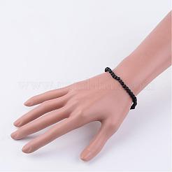 Braccialetti elasticizzati con perline in pietra lavica naturale&nbsp;BJEW-JB02459-08