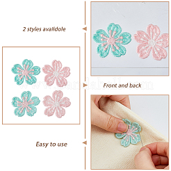 60 Stück 2 Farben Blumen-Polyester-Ornament-Zubehör&nbsp;DIY-HS0002-28