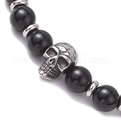 Stretch-Armbänder aus natürlichem augenlosem Obsidian und malaysischer Jade&nbsp;BJEW-JB12184