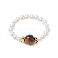 Runde natürliche Mondstein & Tigerauge & Quarz & Amethyst Rosenquarz Fingerringe&nbsp;RJEW-JR00782