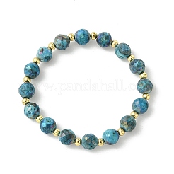 Pulseras redondas de cuentas de cristal de geoda drusa natural galvanizada&nbsp;BJEW-JB13924