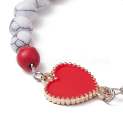 Bracciale a maglie a cuore in lega smaltata&nbsp;BJEW-JB09999-02
