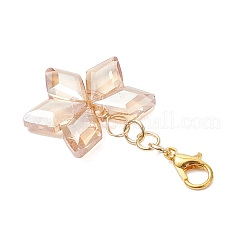 6 pendentif décoratif en verre losange galvanisé 3 couleurs&nbsp;HJEW-JM04233-01