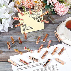 10 Uds. Clips de clavijas artesanales de madera con estampado de flores de 10 estilos&nbsp;AJEW-WH0248-505