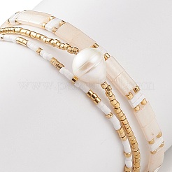Set di braccialetti elasticizzati con perline di semi di vetro e perle naturali in stile 3 pz 3 per donna&nbsp;BJEW-JB08889
