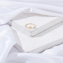 1 bague ouverte en laiton micro pavée avec zircone cubique transparente pour femme&nbsp;RJEW-LP0002-37P