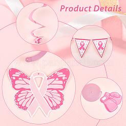 Bannières en papier ahademaker et décoration de pendentif ruban de sensibilisation au cancer du sein&nbsp;DIY-GA0004-05