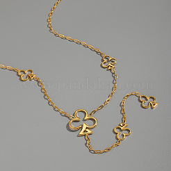 304 Edelstahl Hohlblumenanhänger Quaste Y-Kette Halsketten für Frauen&nbsp;KY1138