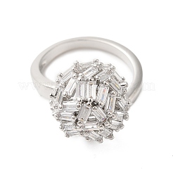 Anillos abiertos de latón redondo con micropavé de circonita cúbica transparente para mujer&nbsp;RJEW-A046-17P