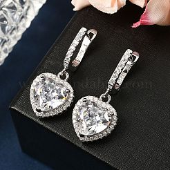 925 orecchini a cerchio pendenti in argento sterling con micro pavè di zirconi cubici&nbsp;EJEW-F371-01C-01