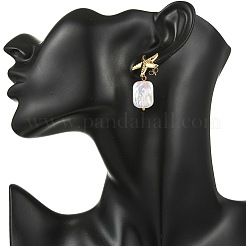 Orecchini a lobo in acciaio inossidabile 304 e perle barocche naturali keshi&nbsp;EJEW-JE07106-01
