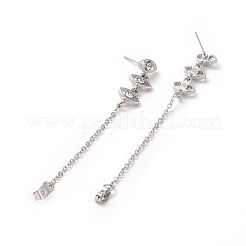 Orecchini pendenti a catena con strass di cristallo a forma di occhio di cavallo&nbsp;EJEW-A078-01P