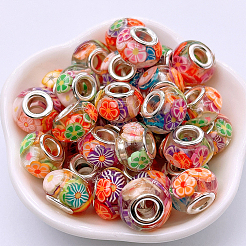 100 Stück Harz mit Polymer Clay im Inneren europäischer Perlen&nbsp;RESI-PA0001-14A