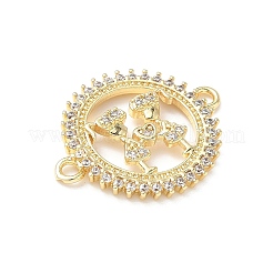 Breloques connecteurs d'amitié en laiton pavé de zircones cubiques transparentes&nbsp;KK-L253-06G